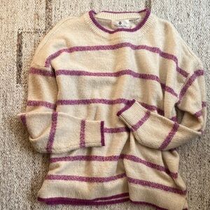 Striped Beige and Purple Women's Sweater